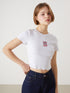 LC Waikiki Embroidered Combed Cotton Women's T-Shirt with Crew Neck